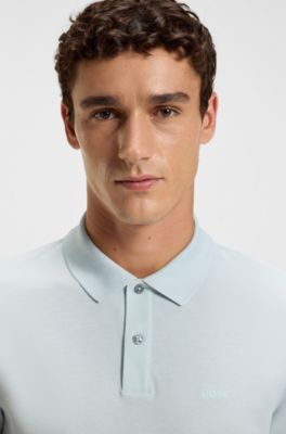 Pallas poloshirt i bomuldspiqu&eacute; med logodetaljer, Lysebl&aring;