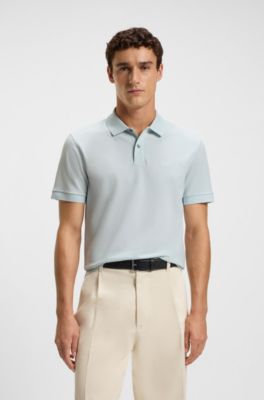 Polo Pallas in piqu&eacute; di cotone con logo, Celeste
