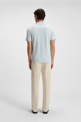 Polo Pallas in piqu&eacute; di cotone con logo, Celeste