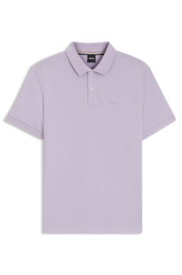 Pallas poloshirt i bomuldspiqu&eacute; med logodetaljer, Lyslilla