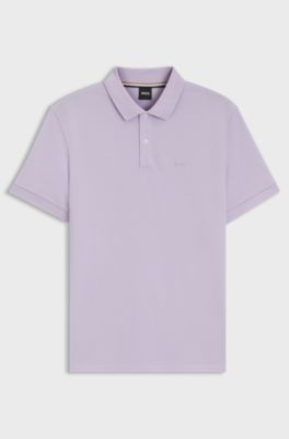 Polo Pallas in piqu&eacute; di cotone con logo, Luce viola