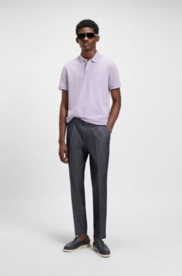 Pallas poloshirt i bomuldspiqu&eacute; med logodetaljer, Lyslilla