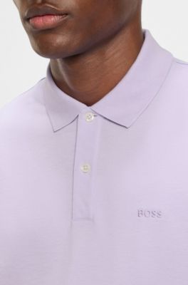 Polo Pallas in piqu&eacute; di cotone con logo, Luce viola