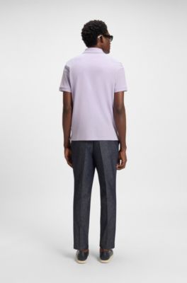 Pallas poloshirt i bomuldspiqu&eacute; med logodetaljer, Lyslilla