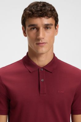 Pallas Poloshirt aus Baumwoll-Piqu&eacute; mit Logo-Details, Dunkelrot
