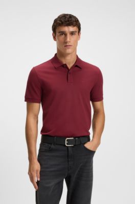 Pallas polo shirt in cotton piqu&eacute; with logo details, Dark Red