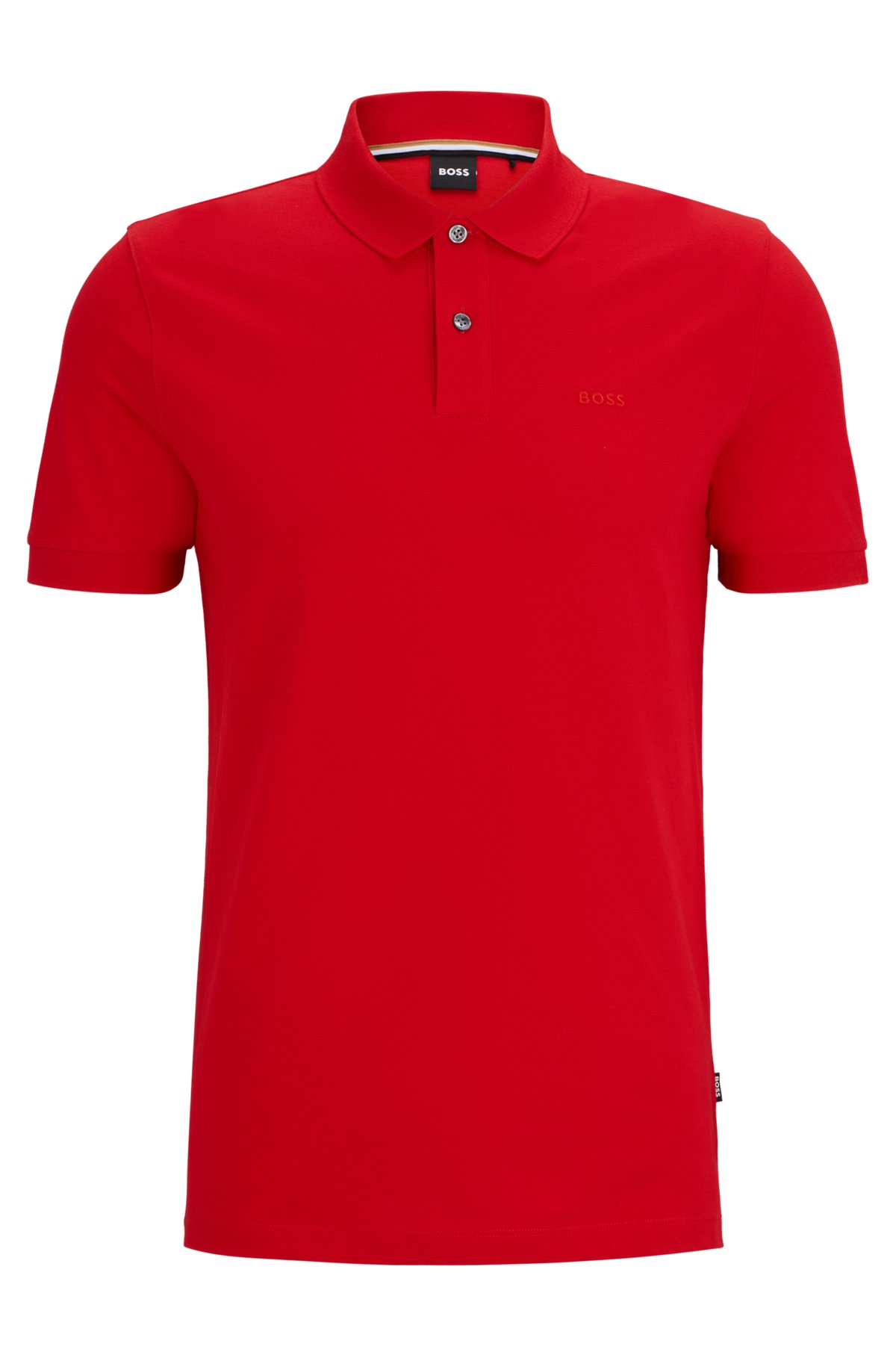 Regular-fit polo shirt in cotton with embroidered logo, Red