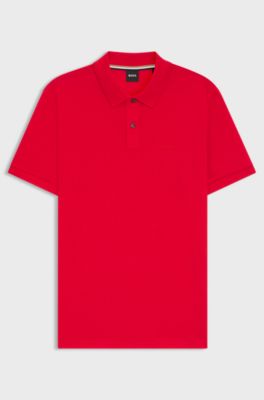 Polo Pallas en piqu&eacute; de coton avec d&eacute;tails logot&eacute;s, Rouge