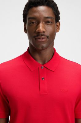 Polo Pallas in piqu&eacute; di cotone con logo, Rosso