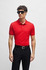 Organic-cotton polo shirt with embroidered logo, Red