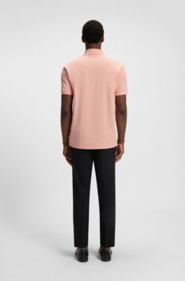 Polo Pallas in piqu&eacute; di cotone con logo, Rosa chiaro