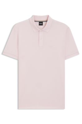 Pallas-polo van katoenpiqu&eacute; met logodetails, Lichtroze