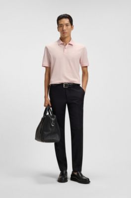 Pallas-polo van katoenpiqu&eacute; met logodetails, Lichtroze