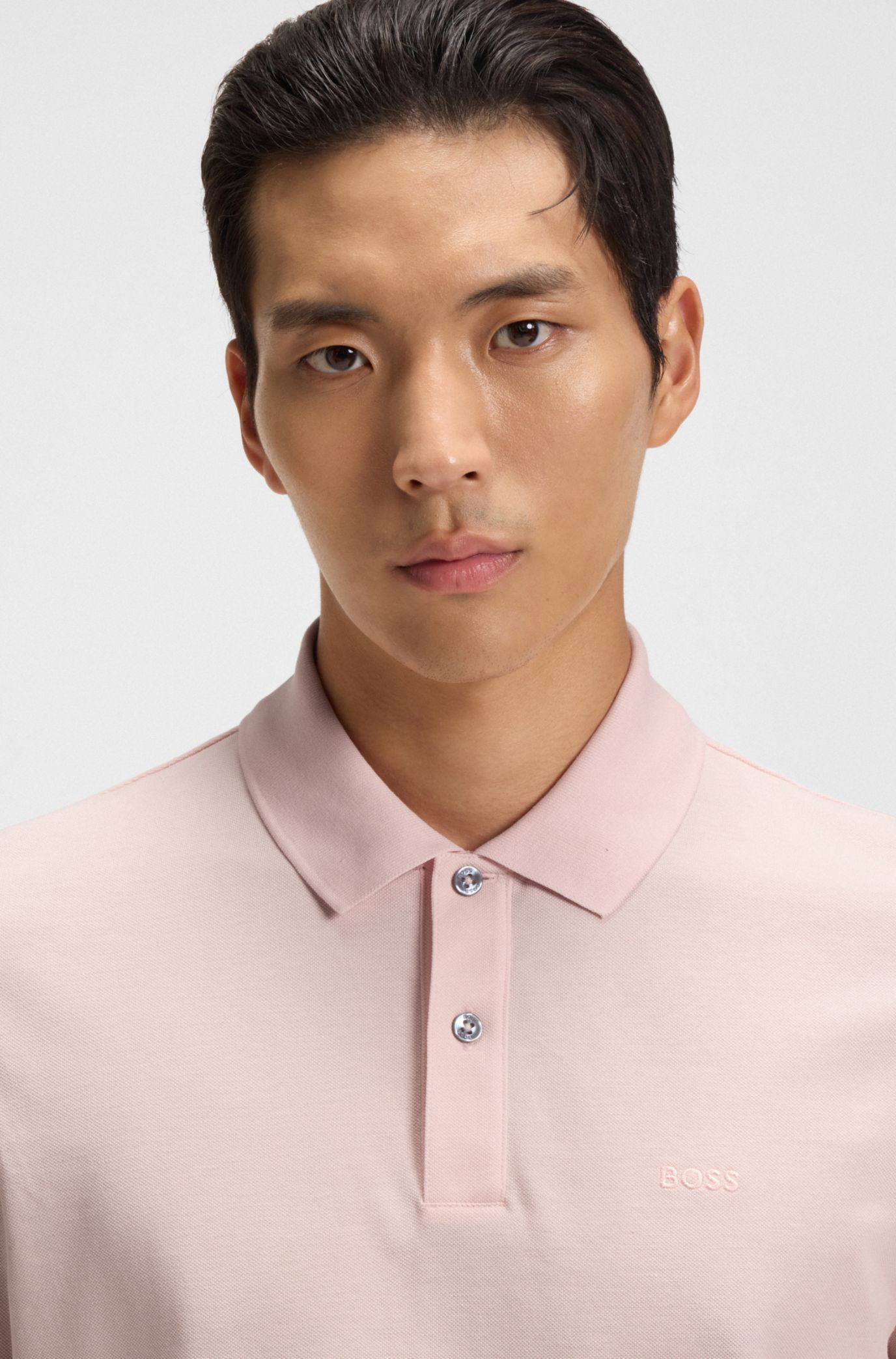 Pallas polo shirt in cotton piqué with logo details, light pink