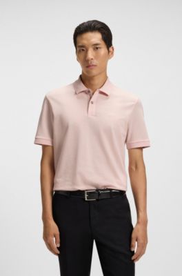 Pallas-polo van katoenpiqu&eacute; met logodetails, Lichtroze