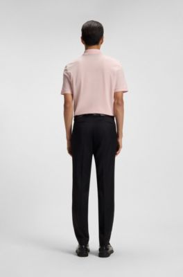 Pallas-polo van katoenpiqu&eacute; met logodetails, Lichtroze
