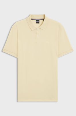 Pallas-polo van katoenpiqu&eacute; met logodetails, Lichtgeel