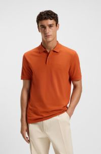 Polo Pallas en piqué de coton avec détails logotés, Orange