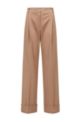 Extra-long relaxed-fit trousers in stretch wool , Beige