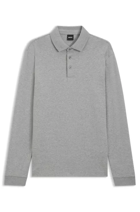 Longsleeve-Poloshirt aus Interlock-Baumwolle mit Logo
