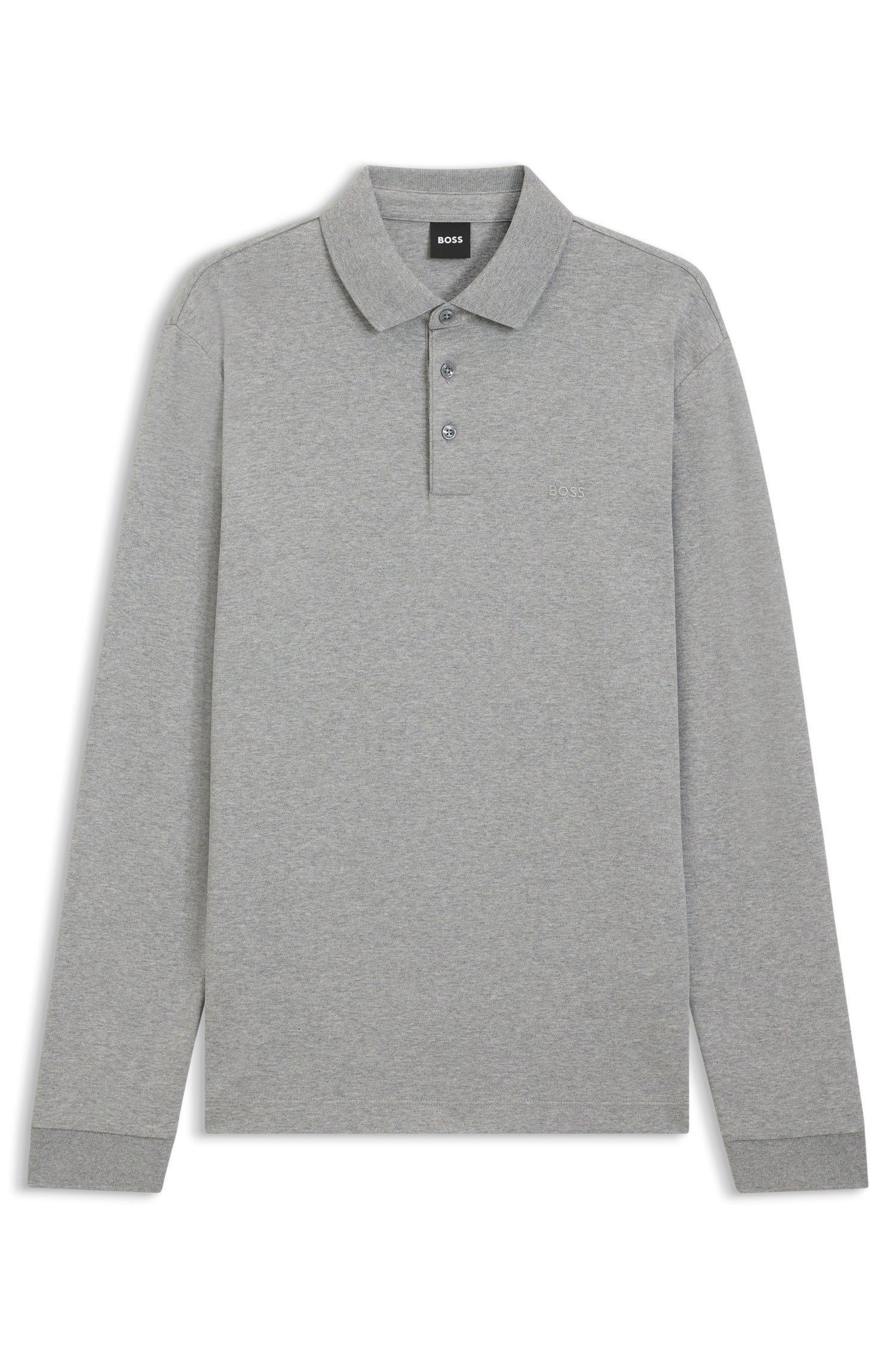 Boss Long-sleeved polo shirt in interlock cotton with logo pikéer herr