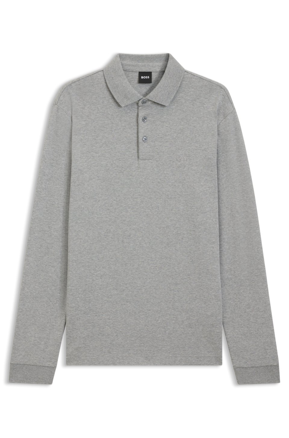 Long-sleeved polo shirt in interlock cotton with logo