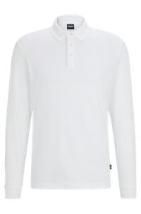 Poloshirt i interlock-bomuld med broderet logo, Hvid