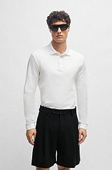 Interlock-cotton polo shirt with embroidered logo, White