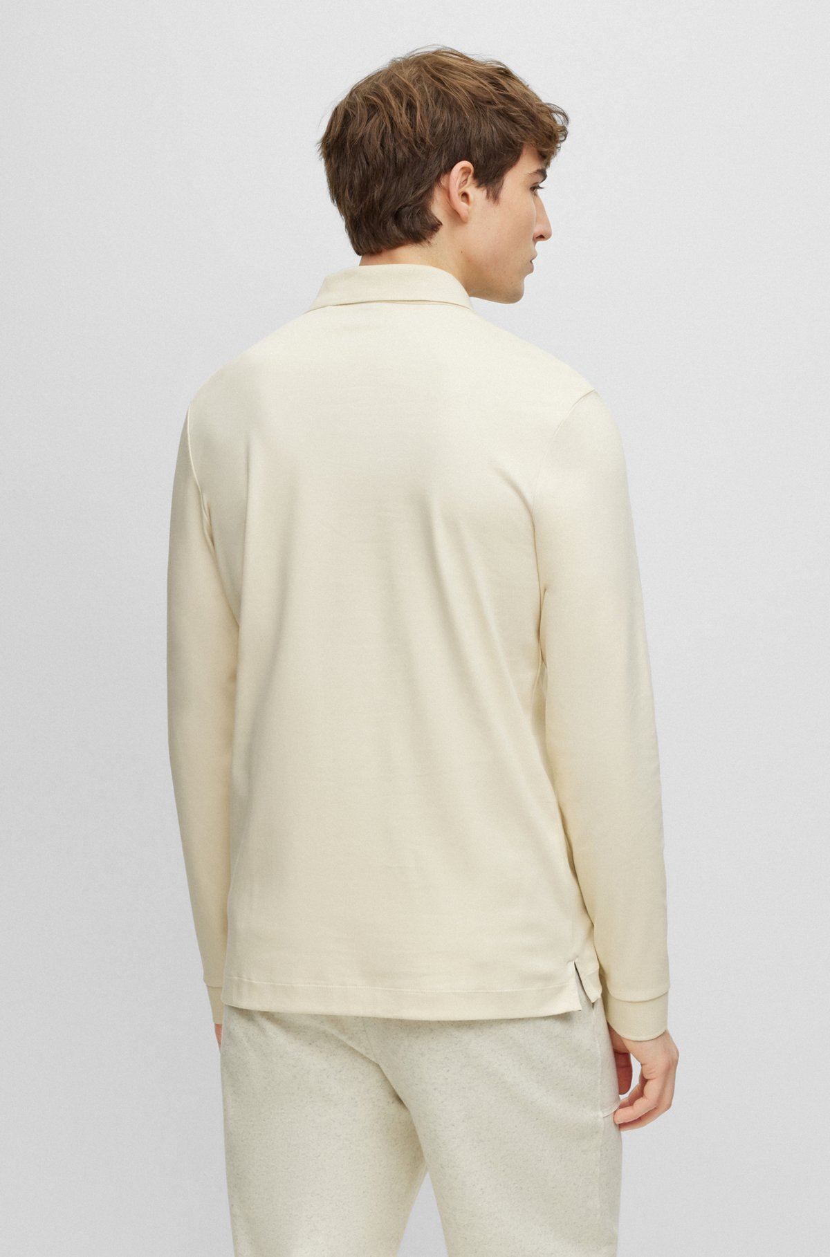 Interlock-cotton polo shirt with embroidered logo, White