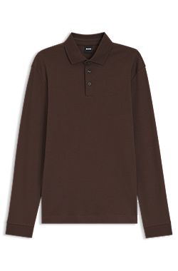 Long-sleeved polo shirt in interlock cotton with logo
