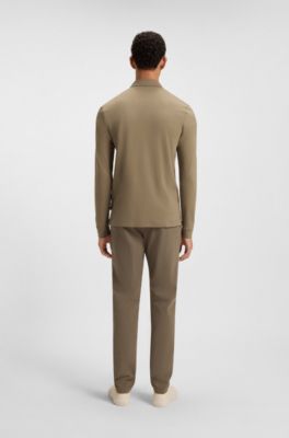 Long-sleeved polo shirt in interlock cotton with logo, Light Brown