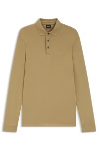 Regular-fit polo shirt in interlock cotton, Beige