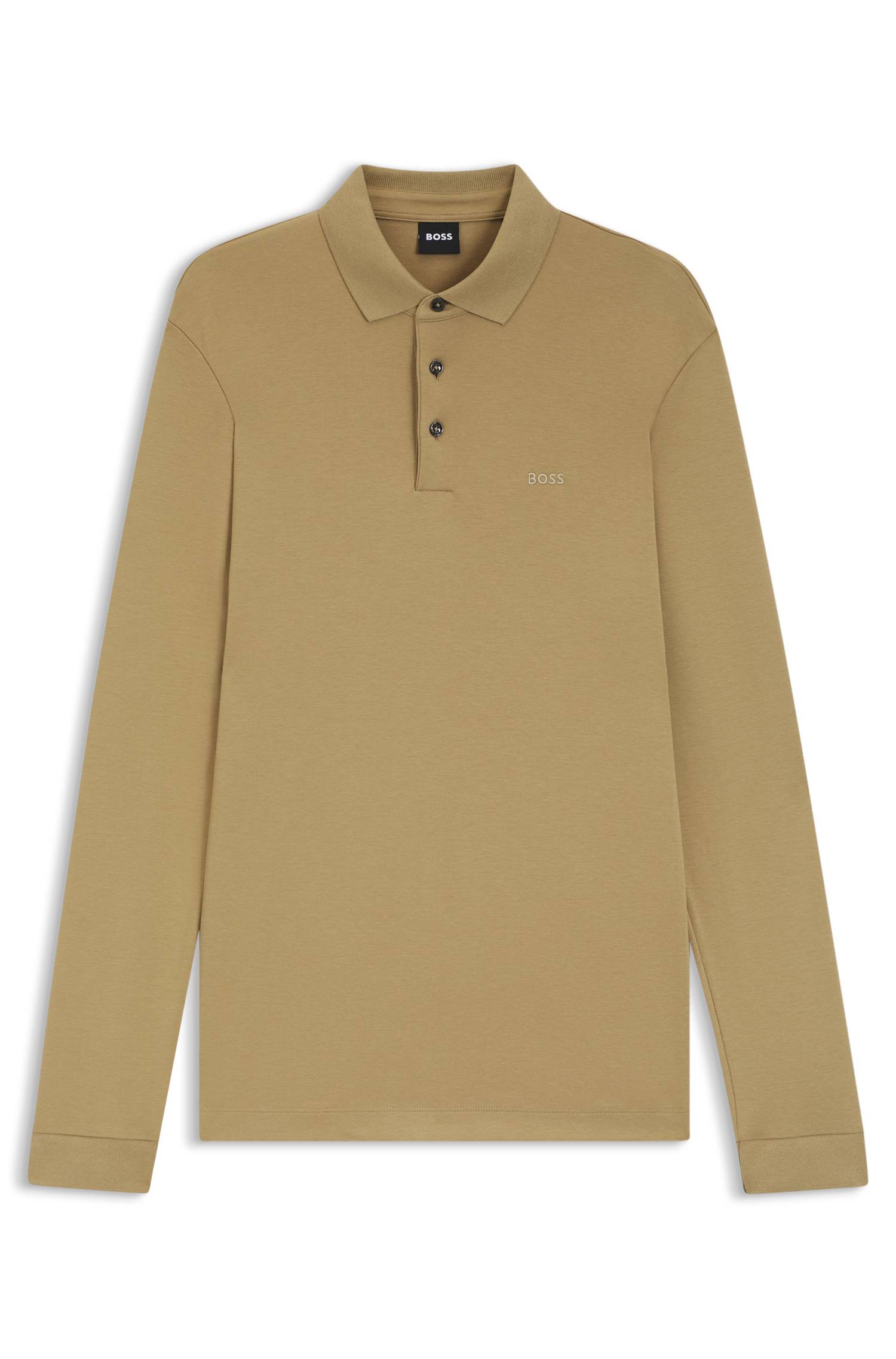 Boss Long-sleeved polo shirt in interlock cotton with logo pikéer herr – bild 4
