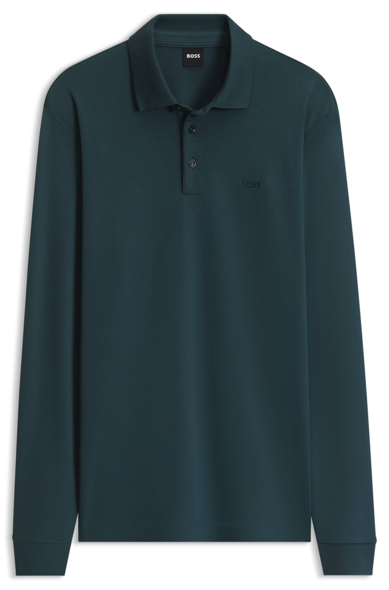 Boss Long-sleeved polo shirt in interlock cotton with logo pikéer herr – bild 4