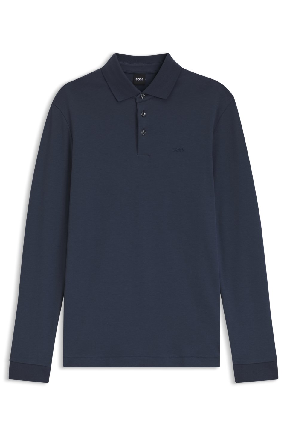 Long-sleeved polo shirt in interlock cotton with logo