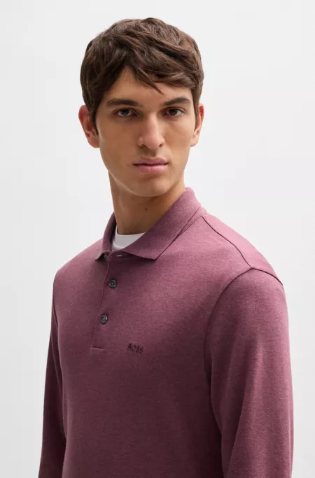Interlock-cotton polo shirt with embroidered logo