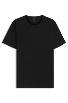 Hugo Boss Slim-fit Short-sleeved T-shirt In Mercerised Cotton In Black