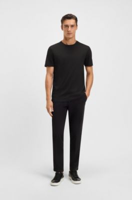 Slim-fit T-shirt in mercerised cotton, Black