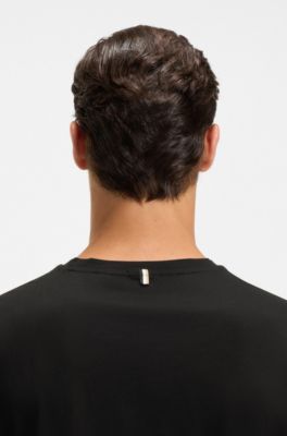 Slim-fit T-shirt in mercerised cotton, Black