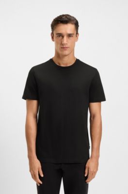 Slim-fit T-shirt in mercerised cotton, Black