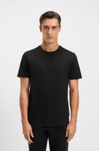 Camiseta de manga corta slim fit en algodón mercerizado, Negro