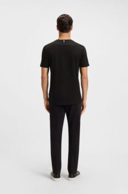 Slim-fit T-shirt in mercerised cotton, Black