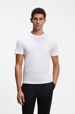 Slim-fit T-shirt in mercerised cotton, White