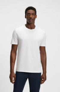 Camiseta de manga corta slim fit en algodón mercerizado, Blanco