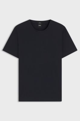 T-shirt Slim en coton merceris&eacute;, Bleu fonc&eacute;
