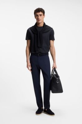 Slim-fit T-shirt in mercerised cotton, Dark Blue