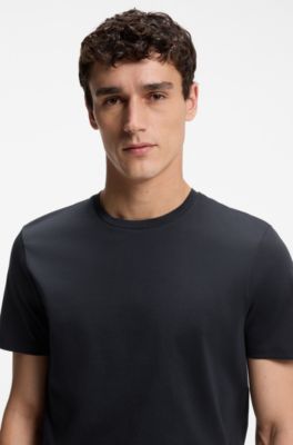 Camiseta slim fit de algod&oacute;n mercerizado, Azul oscuro