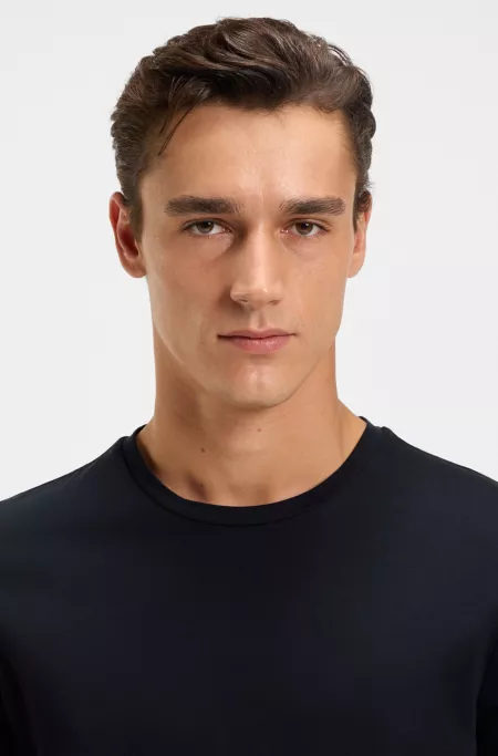 Slim-fit short-sleeved T-shirt in mercerised cotton