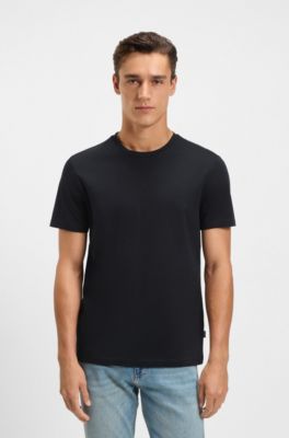 Slim-fit T-shirt in mercerised cotton, Dark Blue