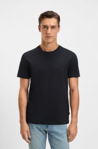 Slim-fit short-sleeved T-shirt in mercerised cotton, Dark Blue